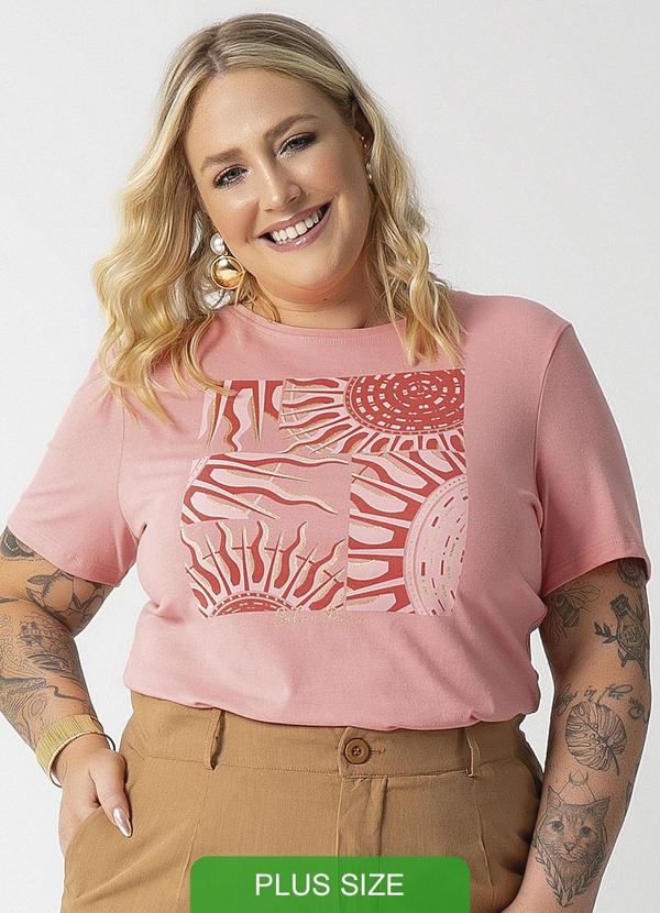 Habana - Blusa Feminina Estampada em Cotton Rosa