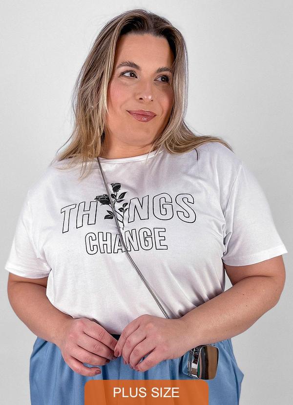 Miss Masy Plus - Blusa Feminina Flora Branco