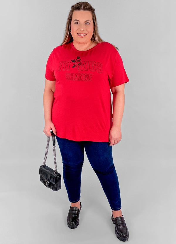 Miss Masy Plus - Blusa Feminina Flora Vermelho Cereja 3