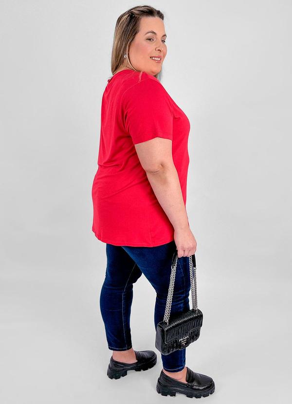 Miss Masy Plus - Blusa Feminina Flora Vermelho Cereja 4