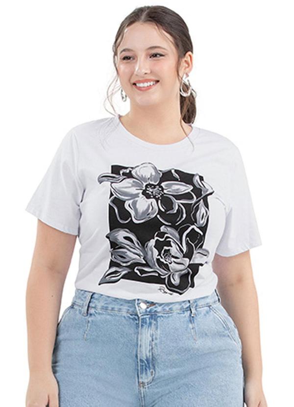 Rezzato - Blusa Flowers Adulto Plus Size Feminino Branco