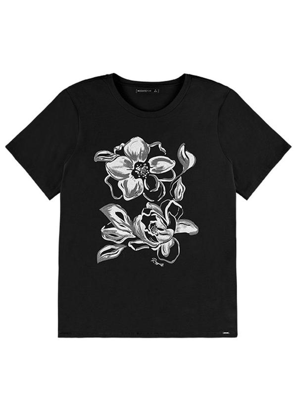 Rezzato - Blusa Flowers Adulto Plus Size Feminino Preto