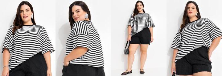 Blusa Listrada em Meia Malha Listrada