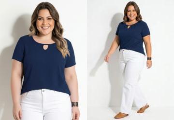 Blusa Marinho Plus Size Marguerite
