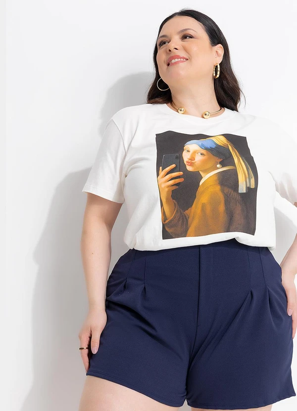 Marguerite - Blusa Off White em Algodão Penteado