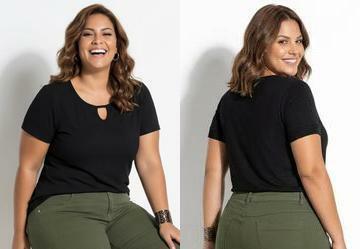 Blusa Preto Plus Size Marguerite