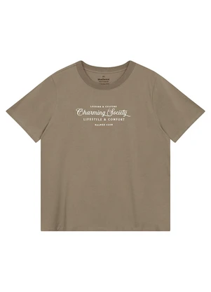 Malwee - Camiseta Ampla Charming Society Taupe - MALWEE