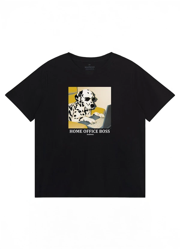 Malwee - Camiseta Ampla Home Office Boss Preto