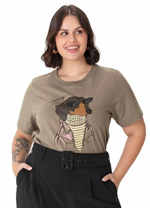 Malwee - Camiseta Ampla Looking Cool Plus Taupe - MALWEE