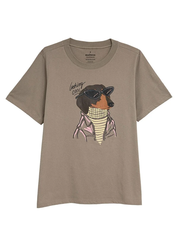 Malwee - Camiseta Ampla Looking Cool Plus Taupe 3