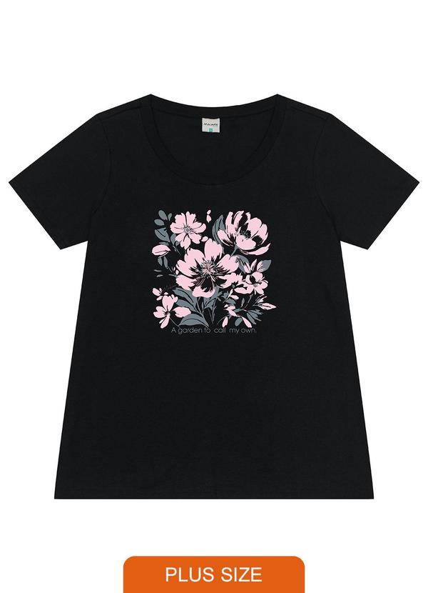 Malwee - Camiseta Feminina Garden Plus Preto