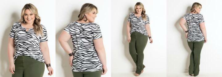 Blusa Animal Print Plus Size Marguerite
