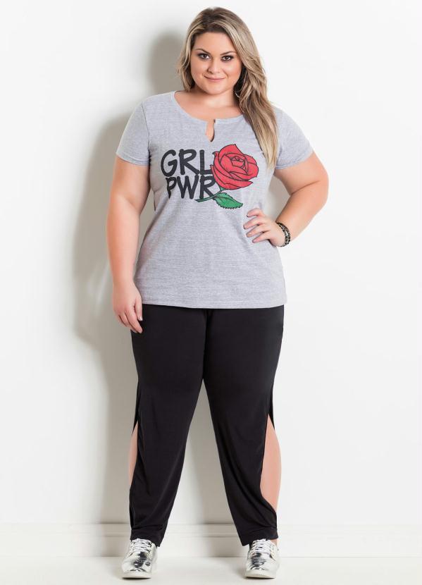 Marguerite - T-Shirt com Detalhe no Decote Mescla Marguerite 3