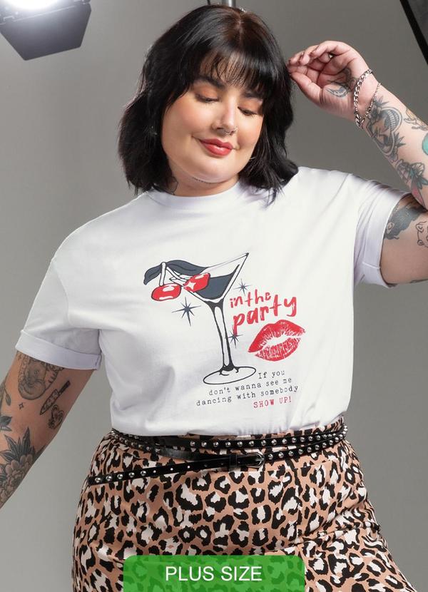 Cativa - T-Shirt Estampada com Corrosão Branco