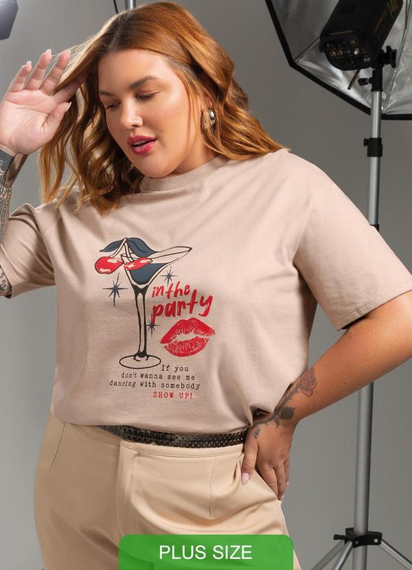 Cativa - T-Shirt Estampada com Corrosão Marrom