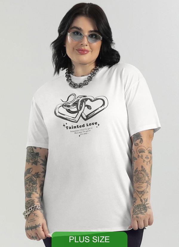 Cativa - T-Shirt Feminina Comfort Estampada Branco