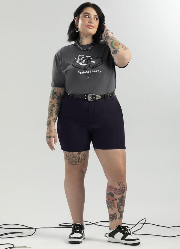 Cativa - T-Shirt Feminina Comfort Estampada Cinza 1