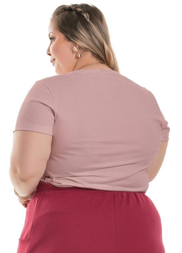 Miss Masy Plus - T-Shirt Feminina Plus Size Basica Rose 2