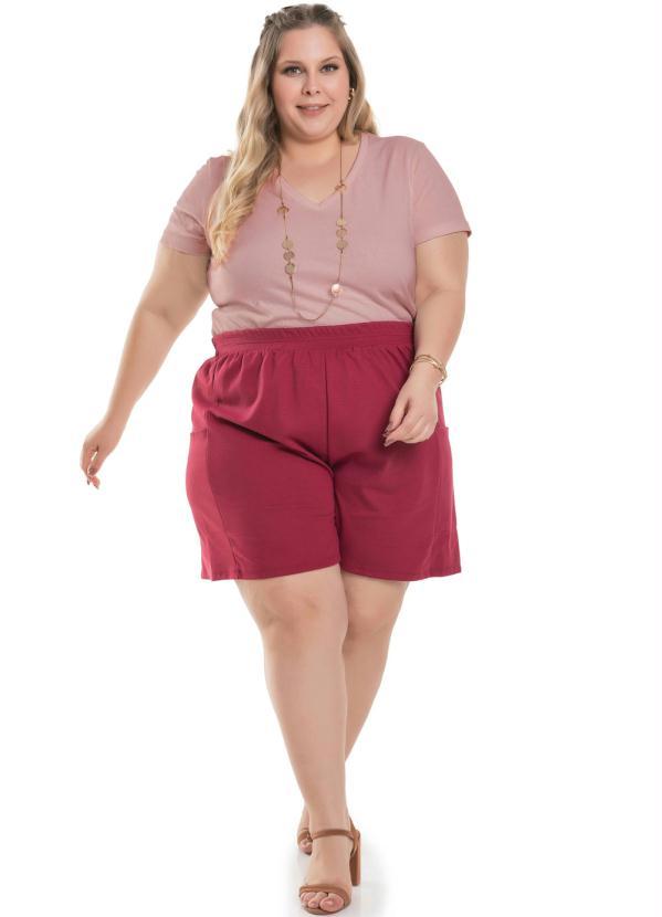 Miss Masy Plus - T-Shirt Feminina Plus Size Basica Rose 3