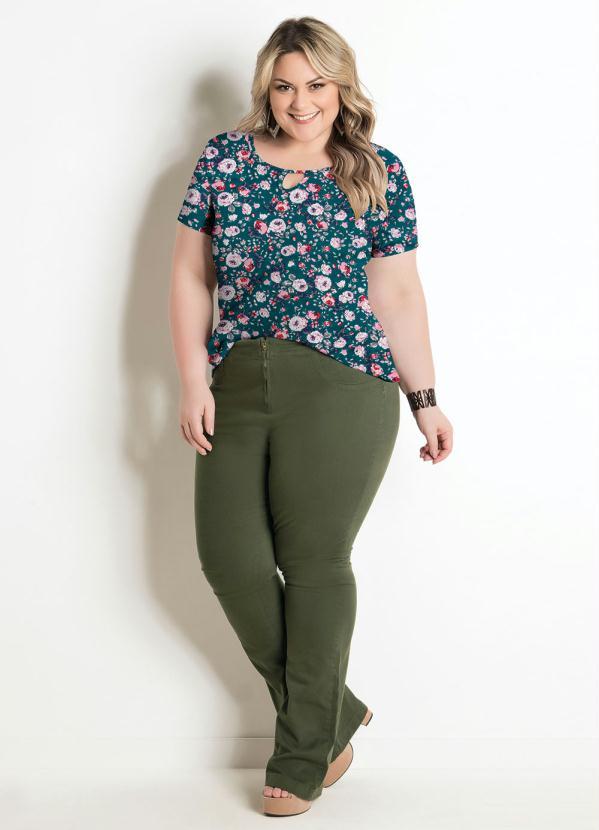 Marguerite - Blusa Floral Verde Plus Size Marguerite 2