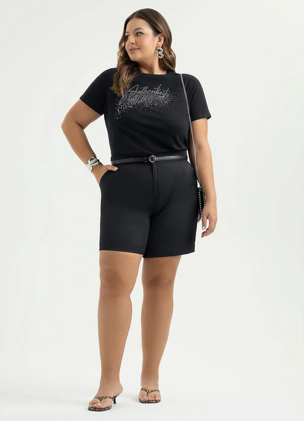 Cativa - T-Shirt Plus Size em Algodão Preto 4