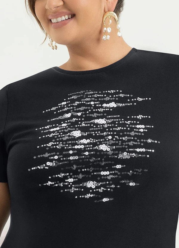 Cativa - T-Shirt Plus Size em Algodão Preto 3