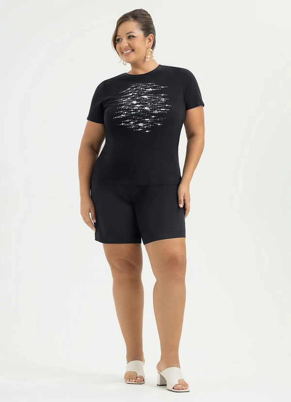 Cativa - T-Shirt Plus Size em Algodão Preto 4