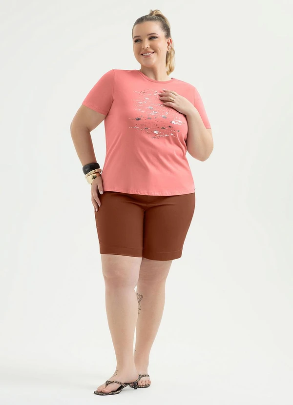 Cativa - T-Shirt Plus Size em Algodão Rosa 4