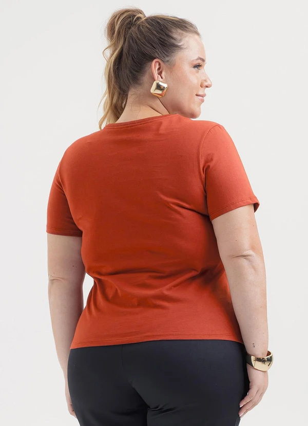 Cativa - T-Shirt Plus Size em Algodão Vermelho Escuro 2