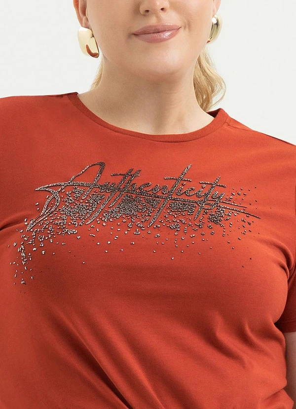 Cativa - T-Shirt Plus Size em Algodão Vermelho Escuro 3
