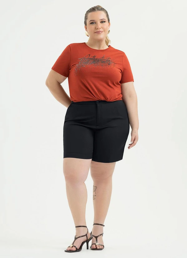 Cativa - T-Shirt Plus Size em Algodão Vermelho Escuro 4