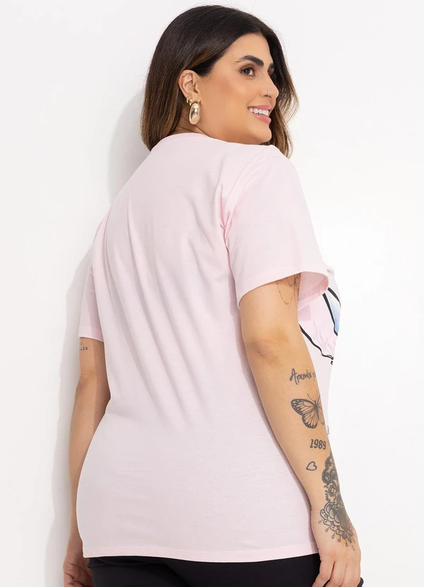 Disney - T-Shirt Rosa em Malha de Algodão Penteado 3