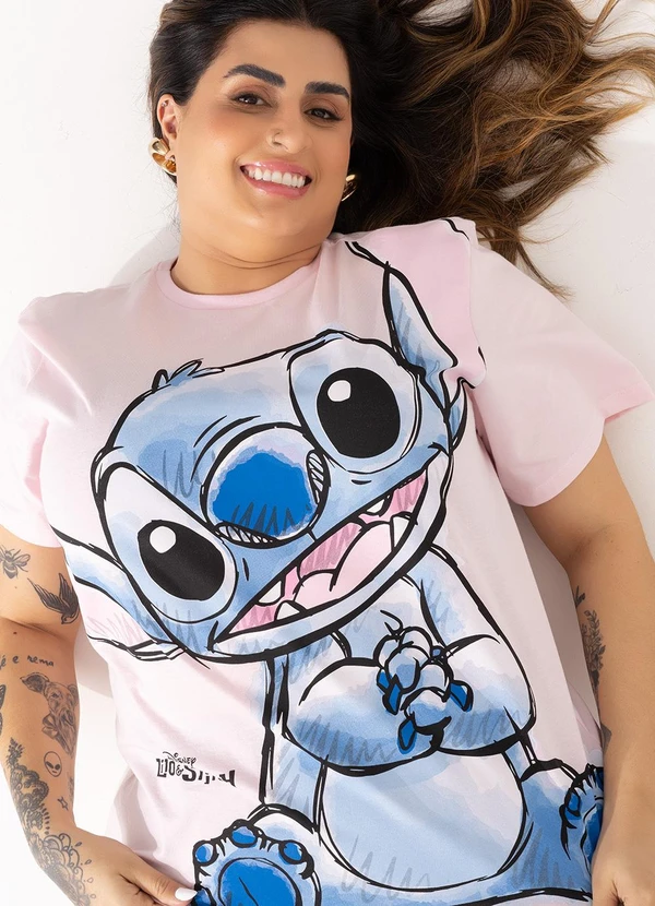Disney - T-Shirt Rosa em Malha de Algodão Penteado 6