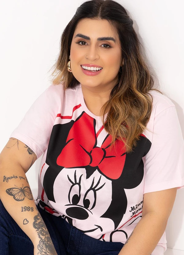 Disney - T-Shirt Rosa em Malha de Algodão Penteado 5
