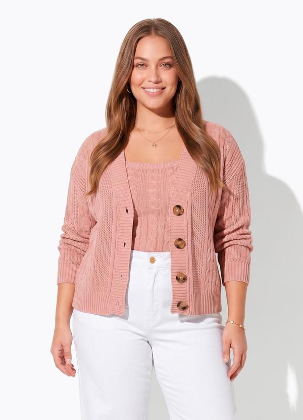 Casaco com Blusa (Ros�) em Tric�