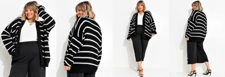 Casaco Listrado Preto e Branco em Tric