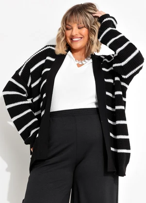 Marguerite - Casaco Listrado Preto e Branco em Tricô - MARGUERITE