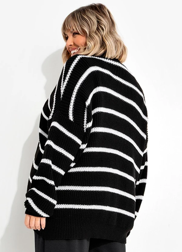 Marguerite - Casaco Listrado Preto e Branco em Tricô 4