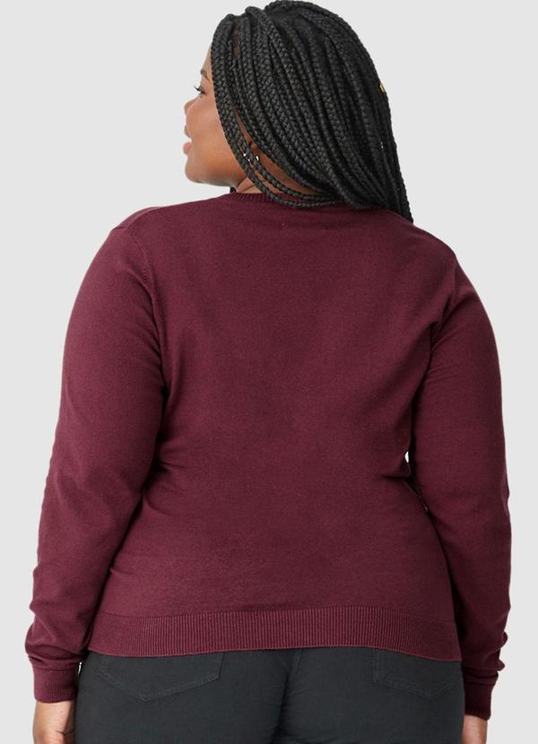 Malwee - Suéter Feminino Tradicional em Tricô Plus Roxo 2