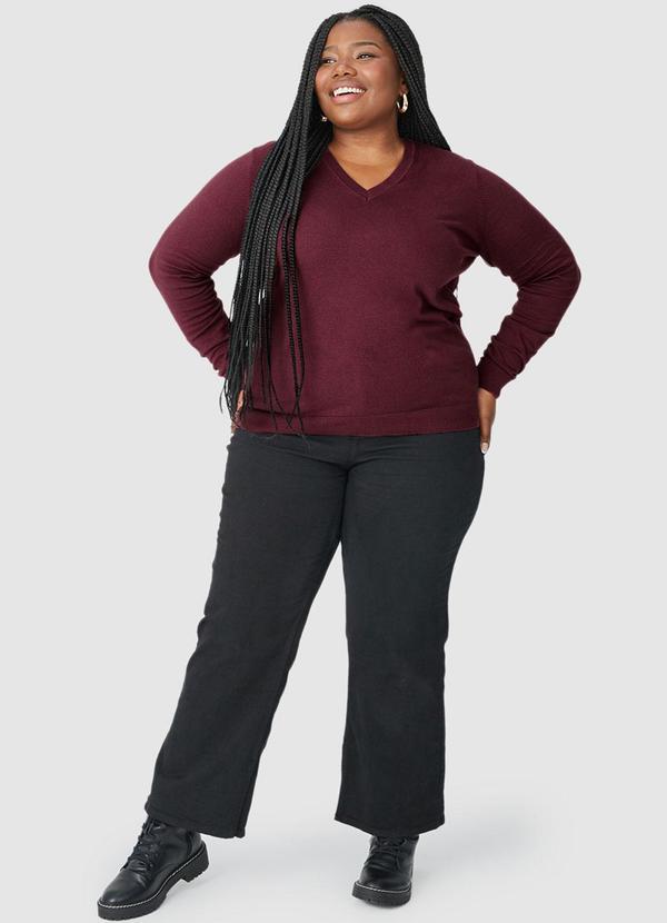 Malwee - Suéter Feminino Tradicional em Tricô Plus Roxo 3