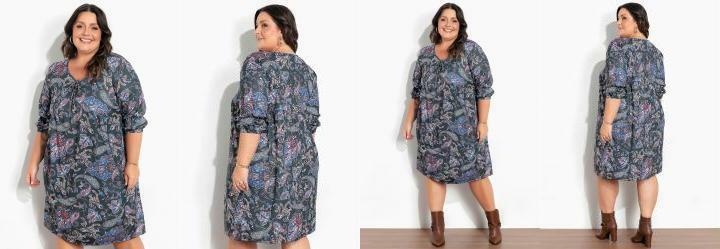 Vestido Arabescos Verde com Drapeado Plus Size