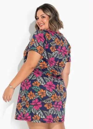 Marguerite - Vestido Floral Evasê com Mangas Curtas Plus Size - MARGUERITE
