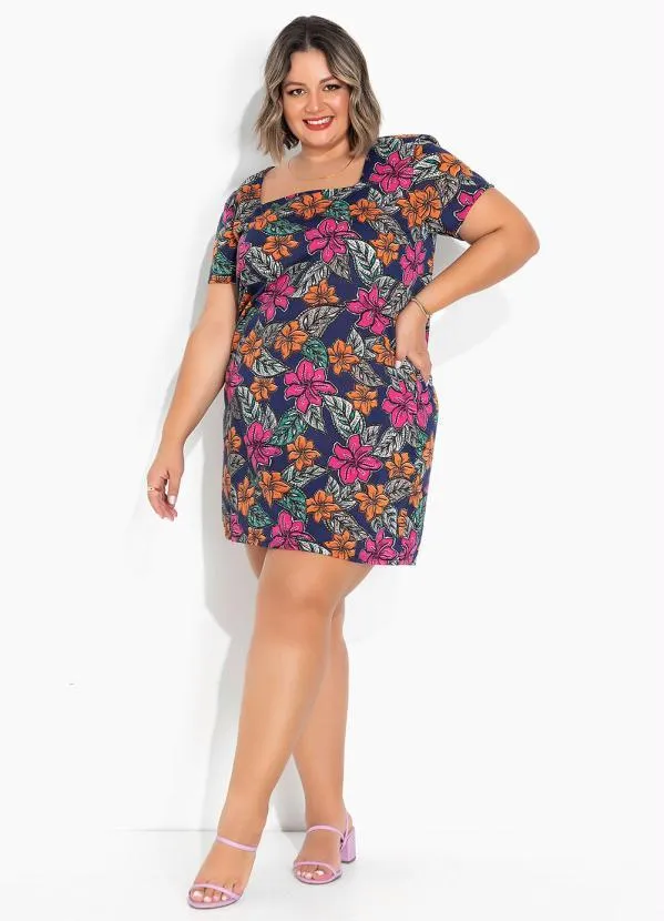 Marguerite - Vestido Floral Evasê com Mangas Curtas Plus Size 4