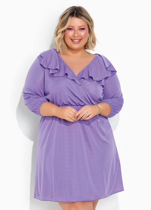 Outlet - Vestido Roxo com Babado Plus Size 2