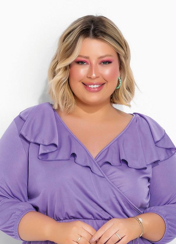 Outlet - Vestido Roxo com Babado Plus Size 4