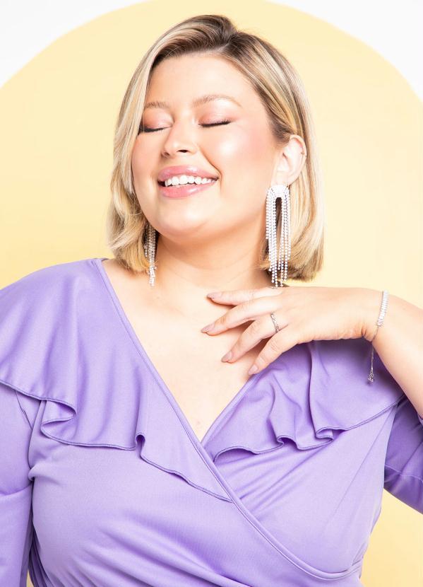 Outlet - Vestido Roxo com Babado Plus Size 5