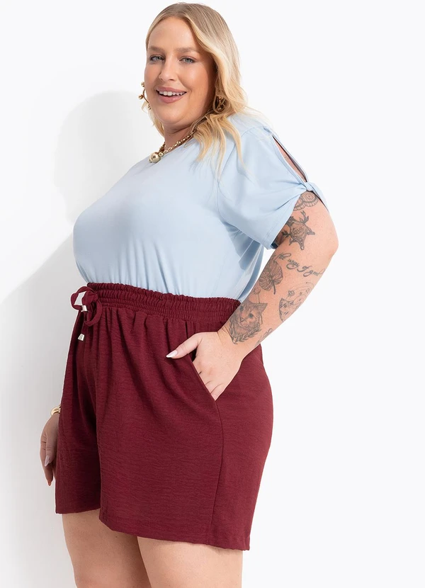 Marguerite - Shorts Bordô em Tecido Leve 4