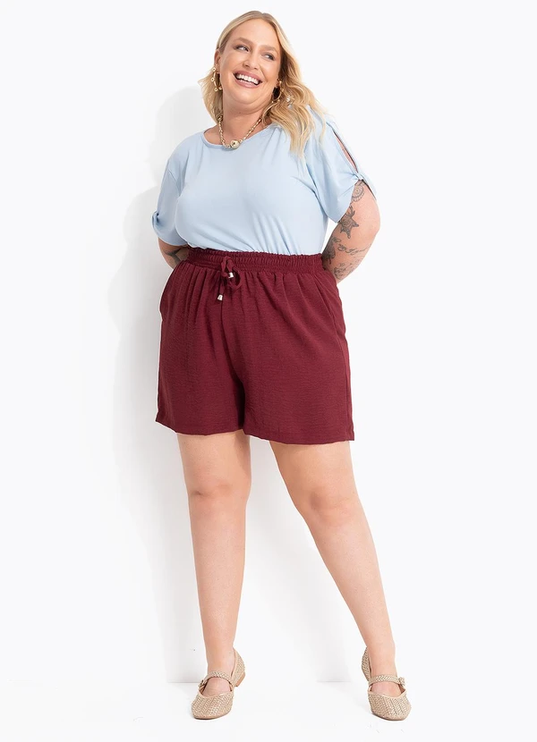 Marguerite - Shorts Bordô em Tecido Leve 5