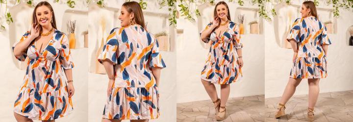 Vestido Abstrata em Jersey Acetinado