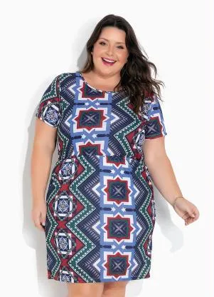 Marguerite - Vestido Abstrato com Decote V Plus Size - MARGUERITE